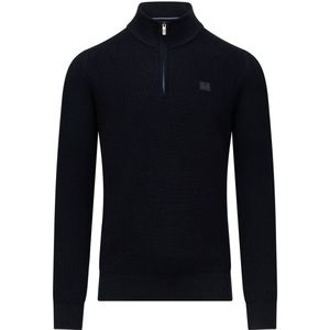 State of Art Heren trui met rits blauw (Maat: S) - Effen - Halslijn: Opstaande kraag met rits,