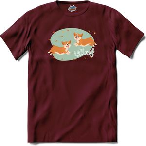 Woof! Twee Honden | Honden - Dogs - Hond - T-Shirt - Unisex - Burgundy - Maat L