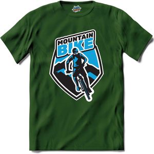 Mountain Bike With Biker | Mountain Bike - Fiets - Bicycle - T-Shirt - Unisex - Bottle Groen - Maat XL