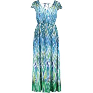 Geisha - Zomer Jurk - Blauw - Viscose - Mouwloos Met V-hals