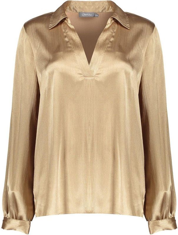 Geisha, Dames, Blouses & Shirts, Geel, Maat: S Satijn,