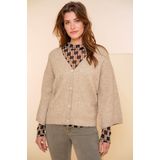 GEISHA - Cardigan v-neck 3/4 sleeves - 44560-14 - 720 sand