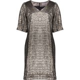 Dress - Goud - Cocktailjurk - Aangesloten Valling - 3/4 Mouwen - Metallic