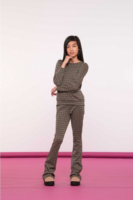 Geisha - Broek jacquard - Black/sand