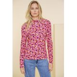 Geisha T-shirt Tshirt Met Kleurrijke Bloemenprint 42902 000420 Pink burgundy orange Dames