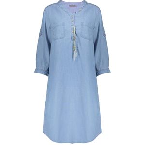 Geisha Blousejurk - Stonebleach Denim met V-hals en Knoopsluiting