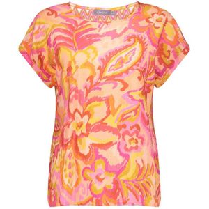 Geisha - Top - Oranje - Dames - Korte Mouwen - Ronde Hals
