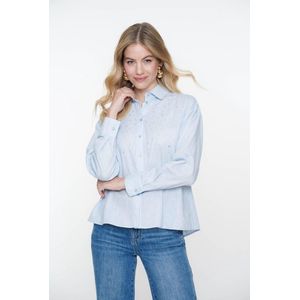 Geisha Blouse - Lichtblauw - Katoen - A-symmetrische Pasvorm