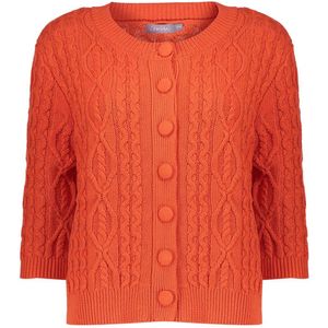 Oranje gebreide cardigan met 3/4-mouwen