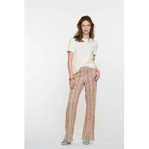 Beige broek met print en elastische tailleband