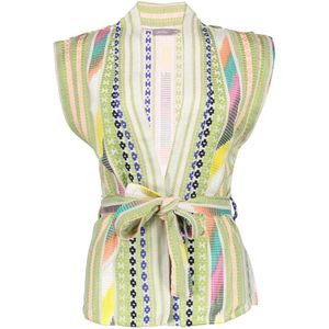 Geisha 55066-21 530 sleeveless vest woven fancy green/lime