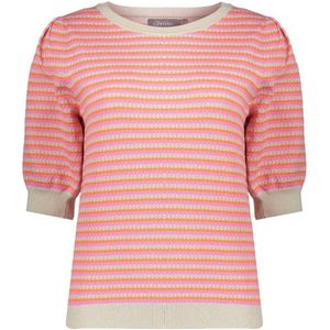 Geisha T-shirt Gebreide Top Met Strepen 54033 14 Sand/orange/pink Dames Maat - XS