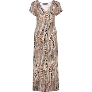 Geisha - Maxi Jurk - Camel - V-hals - Korte Mouwen - Viscose
