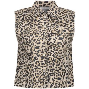 Geisha Gilet - Zand Katoen met Kraag en Knoopsluiting