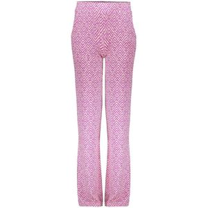 Geisha zomer broek meisjes - wide - AOP - cassis / off white