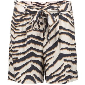 Geisha - 51398 - Korte Broek - Sand/Black - Tencel - Met Strikceintuur