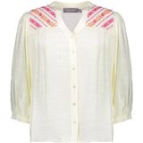 Geisha - Blouse 53401-14 - Off-White/Fuchsia/Orange - 3/4 Mouwen - V-Hals