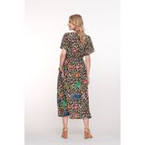 Geisha - Jurk 57348-20 - Sand/Green/Blue - Rechtvallend - V-hals - Leopard Print