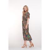 Geisha - Jurk 57348-20 - Sand/Green/Blue - Rechtvallend - V-hals - Leopard Print