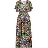 Geisha - Jurk 57348-20 - Sand/Green/Blue - Rechtvallend - V-hals - Leopard Print
