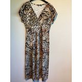 Geisha - Jurk Jane - Midi Jurk - Bruin/Zwart - V Hals - Dames