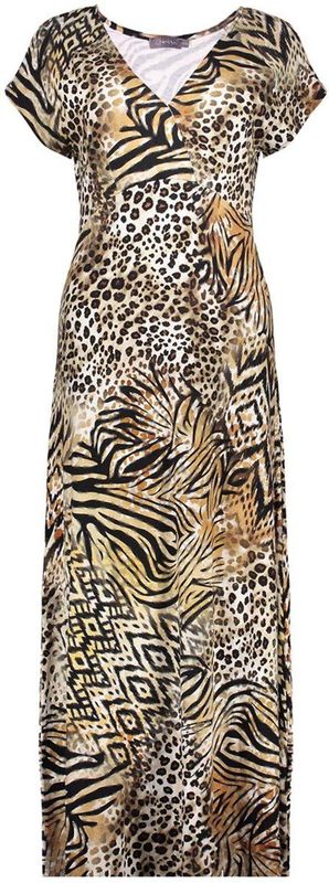 Geisha - Jurk Jane - Midi Jurk - Bruin/Zwart - V Hals - Dames