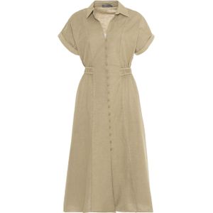 Geisha - Zomerjurk - Zand - Katoen - Korte Mouwen - Knoopsluiting