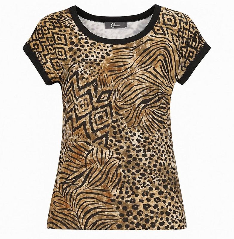 Geisha - T-shirt - Bruin Dessin - 95% Viscose - 5% Elastan