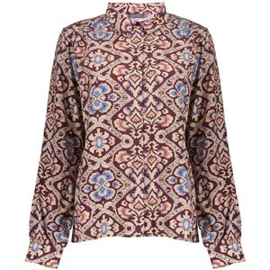 Geisha - Blouse - Burgundy/Blauw/Oranje - Met Ikatprint - Dames