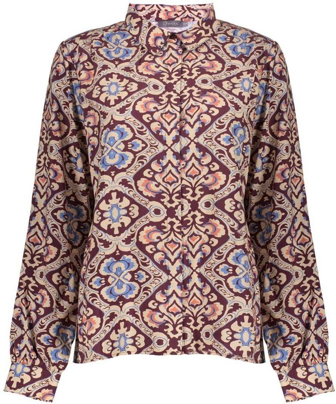 Geisha - Blouse - Burgundy/Blauw/Oranje - Met Ikatprint - Dames