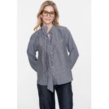 Geisha - Blouse - Grey/White - 53537-14 - Lange Mouwen - V-hals