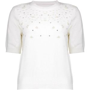 Geisha - 54508 - Trui - Off-white - Korte Mouwen - Dames