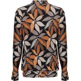 Blousetops - Striped Ajour - Zwart/Off-white - Aangesloten Pasvorm - Lange Mouwen