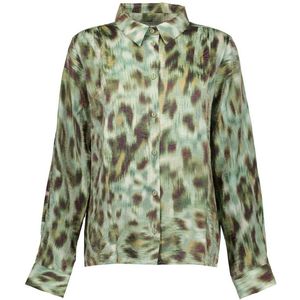 Geisha - Blouse - Aquarelprint - Groen/Bruin