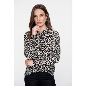 Geisha - 52612-60 - Blouse - Black/Sand - Panterprint - Aangesloten Pasvorm