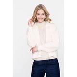 Geisha Dames vest ecru (Maat: S) - Effen - Halslijn: Polokraag,