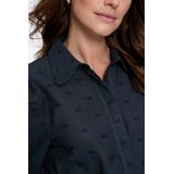 Geisha - 53533-14 - Blouse - Navy - V-hals - Kanten Details - Lange Pofmouwen
