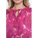 Geisha - Blouse - Glanzende Blouse - Grafisch Patroon - Roze/Off White