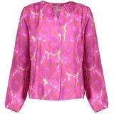 Geisha - Blouse - Glanzende Blouse - Grafisch Patroon - Roze/Off White