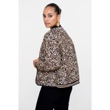 Geisha - 55538 - Jas - Zwart/Zand - Dames - Kort - Leopard Print