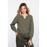 Geisha - T-shirt - Green/black - V-hals - Jacquard Print