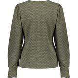 Geisha - T-shirt - Green/black - V-hals - Jacquard Print