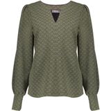 Geisha - T-shirt - Green/black - V-hals - Jacquard Print