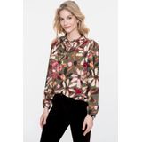 Geisha - 53650-20 - Shirt - Groen/Rood - Bloemenprint - Lange Mouwen