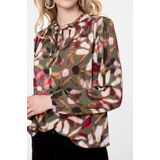 Geisha - 53650-20 - Shirt - Groen/Rood - Bloemenprint - Lange Mouwen