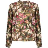 Geisha - 53650-20 - Shirt - Groen/Rood - Bloemenprint - Lange Mouwen