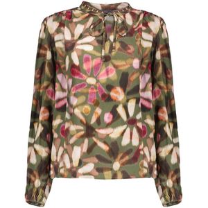 Geisha - 53650-20 - Shirt - Groen/Rood - Bloemenprint - Lange Mouwen