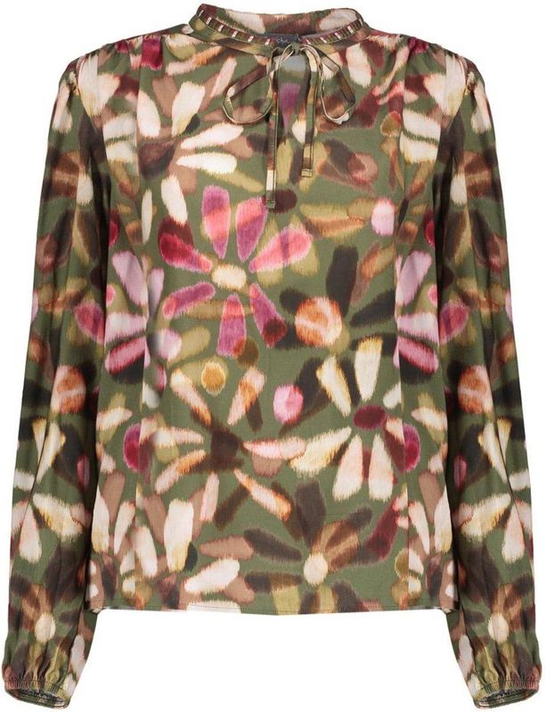 Geisha - 53650-20 - Shirt - Groen/Rood - Bloemenprint - Lange Mouwen