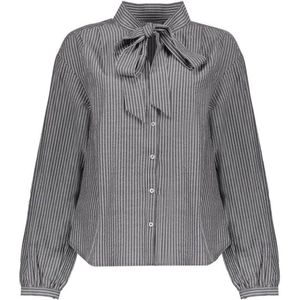 Geisha - Blouse - Grey/White - 53537-14 - Lange Mouwen - V-hals