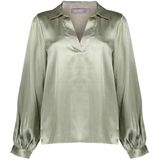 Geisha - 53530-14 - Dames Shirt - Soft Green - Satijnlook - Lange Mouwen